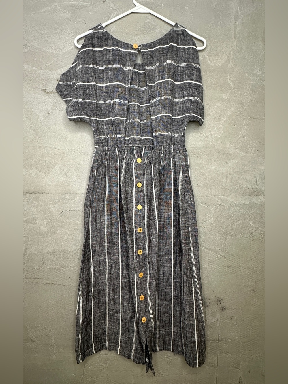 Cooperative Striped Linen Blend Midi Dress XS - Picture 4 of 10